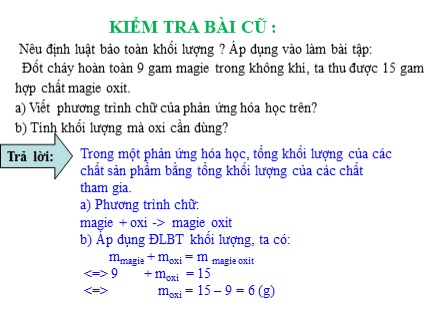 Bài giảng Hóa học 8 - Bài 16: Phương trình hóa học