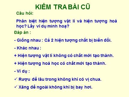 Bài giảng Hóa học 8 - Tiết 18: Phản ứng hoá học