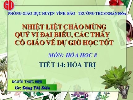 Bài giảng Hóa học Lớp 8 - Tiết 14: Hóa trị - Đặng Thị Diễn