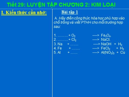 Bài giảng Hóa học Lớp 8 - Tiết 29: Luyện tập Chương 2