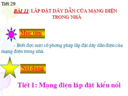 Bài giảng Công nghệ 9 - Tiết 29: Lắp đặt dây dẫn của mạng điện trong nhà