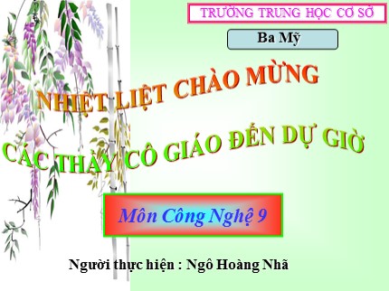 Bài giảng Công nghệ Lớp 9 - Bài 6: Thực hành Lắp mạch điện bảng điện - Ngô Hoàng Nhã