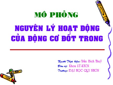 Bài giảng Nguyên lý hoạt động của động cơ đốt trong - Trần Bích Thuỷ