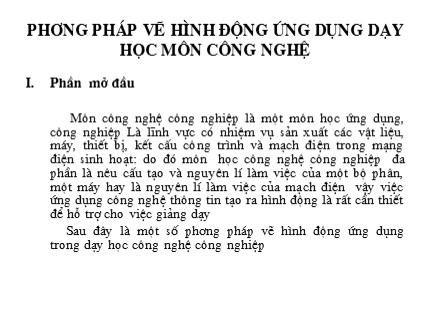 Bài giảng Phương pháp vẽ hình động ứng dụng dạy học môn Công nghệ