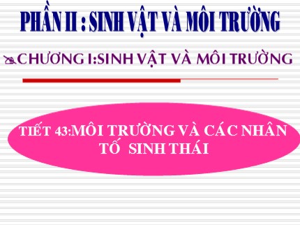 Bài giảng Sinh học 9 - Tiết 43: Môi trường và các nhân tố sinh thái