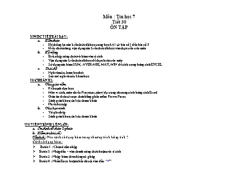 Bài giảng Tin học Khối 7 - Tiết 30: Ôn tập