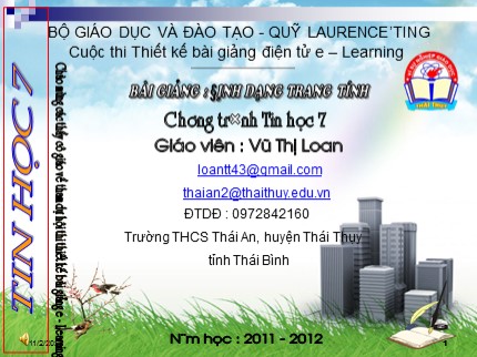 Bài giảng Tin học Lớp 7 - Bài 6: Định dạng trang tính - Vũ Thị Loan