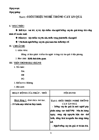 Giáo án Công nghệ 9 - Chương trình cả năm (Bản chuẩn)