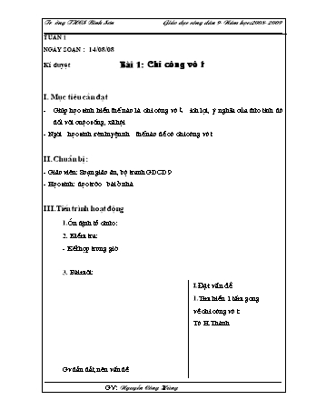 Giáo án Giáo dục công dân Lớp 9 - Chương trình cả năm - Nguyễn Công Hùng