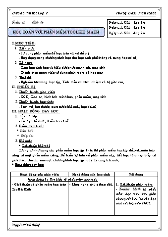 Giáo án Tin học 7 - Tiết 49, 50, 51, 52: Học toán với phần mềm Toolkit Math - Nguyễn Minh Nhựt