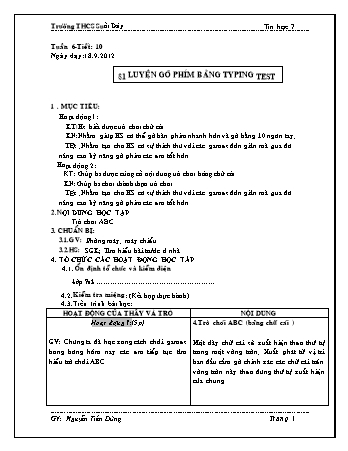 Giáo án Tin học Lớp 7 - Tiết 10: Luyện gõ phím bằng Typing Test - Nguyễn Tiến Dũng