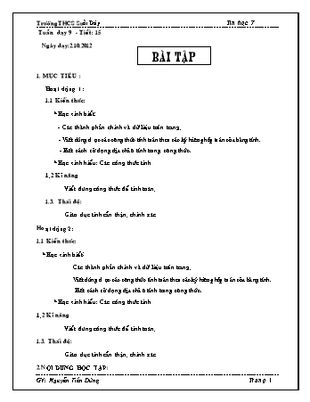 Giáo án Tin học Lớp 7 - Tiết 15: Bài tập - Nguyễn Tiến Dũng