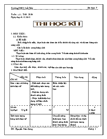 Giáo án Tin học Lớp 7 - Tiết 35+36: Thi học kỳ I - Nguyễn Tiến Dũng