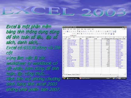 Bài giảng Excel 2003