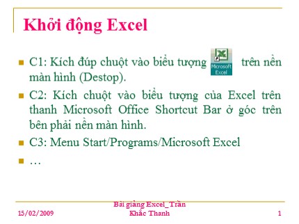 Bài giảng Excel - Trần Khắc Thanh