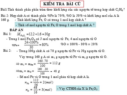 Bài giảng Hóa học 8 - Bài: Tính theo công thức hoá học