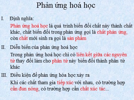 Bài giảng Hóa học 8 - Tiết 19: Phản ứng hóa học (Tiếp)