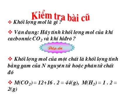 Bài giảng Hóa học 8 - Tiết 29: Tỉ khối chất khí