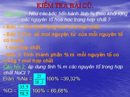 Bài giảng Hóa học 8 - Tiết 31: Tính theo công thức hoá học