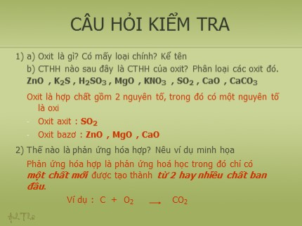 Bài giảng Hóa học 8 - Tiết 41: Điều chế khí oxi - Phản ứng phân hủy (Bản đẹp)