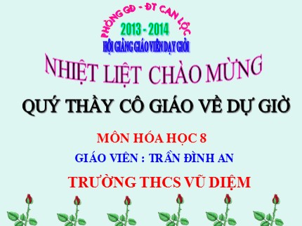 Bài giảng Hóa học Lớp 8 - Bài 19: Chuyển đổi giữa khối lượng, thể tích và mol - Trần Đình An