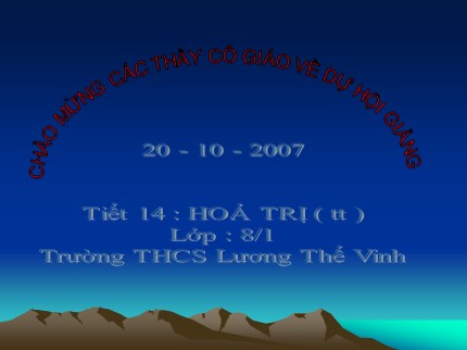 Bài giảng Hóa học Lớp 8 - Tiết 14: Hoá trị (Tiếp theo) - Trường THCS Lương Thế Vinh