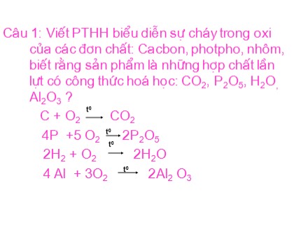 Bài giảng Hóa học Lớp 8 - Tiết 45: Luyện tập 5