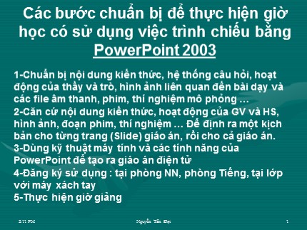 Bài giảng Hướng dẫn sử dụng Microsoft PowerPoint 2003 - Nguyễn Tấn Đạt