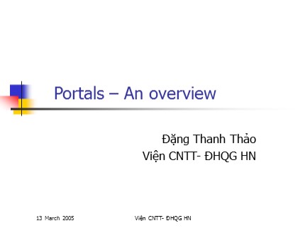 Bài giảng Portals - An overview - Đặng Thanh Thảo