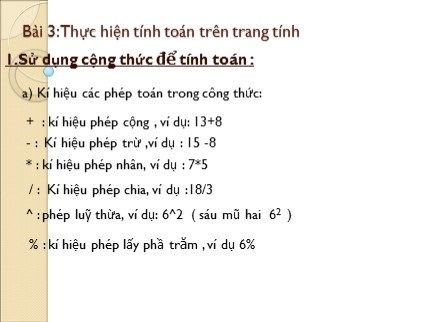 Bài giảng Tin học 7 - Bài 3: Thực hiện tính toán trên trang tính (Mới nhất)