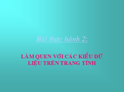 Bài giảng Tin học 7 - Bài thực hành 2: Làm quen với các kiểu dữ liệu trên trang tính