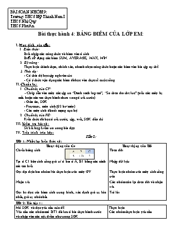 Bài giảng Tin học 7 - Bài thực hành 4 - Bảng điểm của lớp em - Trường THCS Mỹ Thành Nam I