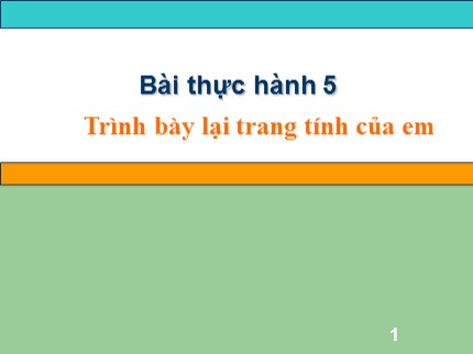 Bài giảng Tin học 7 - Bài thực hành 5: Trình bày lại trang tính của em