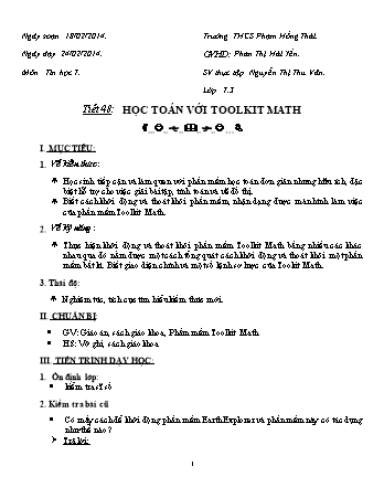 Bài giảng Tin học 7 - Tiết 48: Học toán với Toolkit Math - Phan Thị Hải Yến