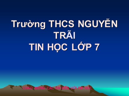 Bài giảng Tin học 7 - Tiết 5+6: Các thành phần chính và dữ liệu trên trang tính - Trường THCS Nguyễn Trãi