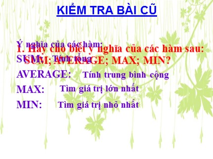 Bài giảng Tin học Khối 7 - Bài 5: Thao tác với bảng tính (Tiết 1)