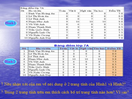 Bài giảng Tin học Khối 7 - Bài 6: Định dạng trang tính