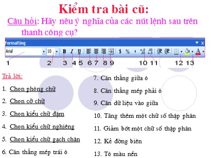 Bài giảng Tin học Khối 7 - Bài 7: Trình bày và in trang tính