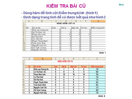 Bài giảng Tin học Khối 7 - Bài 8: Sắp xếp và lọc dữ liệu