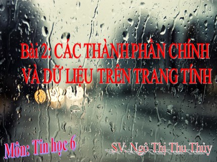 Bài giảng Tin học Lớp 7 - Bài 2: Các thành phần chính và dữ liệu trên trang tính - Ngô Thị Thu Thủy