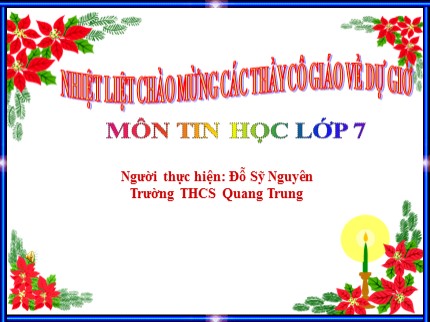 Bài giảng Tin học Lớp 7 - Bài 4: Sử dụng các hàm để tính toán - Đỗ Sỹ Nguyên