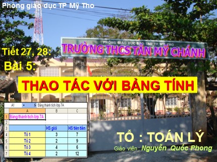 Bài giảng Tin học Lớp 7 - Bài 5: Thao tác với bảng tính - Nguyễn Quốc Phong