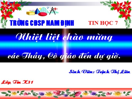 Bài giảng Tin học Lớp 7 - Bài 6: Định dạng trang tính (Tiết 2) - Trịnh Thị Liên