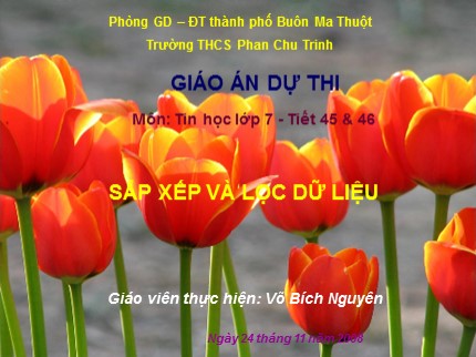 Bài giảng Tin học Lớp 7 - Bài 8: Sắp xếp và lọc dữ liệu - Võ Bích Nguyên