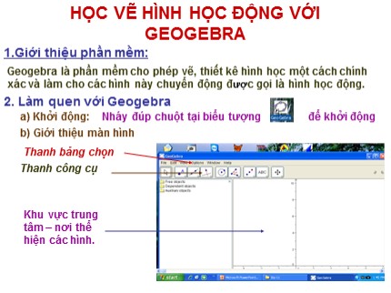 Bài giảng Tin học Lớp 7 - Bài: Học vẽ hình học động với geogebra