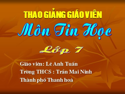 Bài giảng Tin học Lớp 7 - Tiết 17+18: Sử dụng các hàm để tính toán - Lê Anh Tuấn