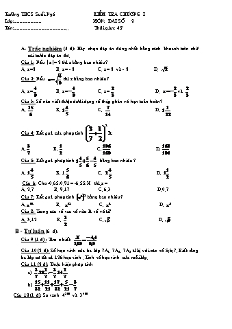 Đề kiểm tra Chương I môn Đại số 7 - Đề 2 - Trường THCS Suối Ngô