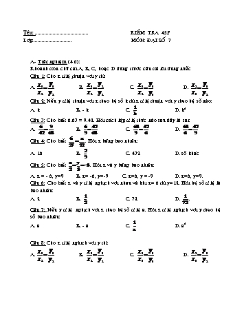 Đề kiểm tra Chương II môn Đại số 7