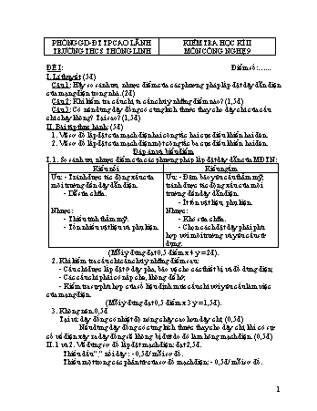 Đề kiểm tra học kì II môn Công nghệ Lớp 9 - Đề 1 - Trường THCS Thống Linh