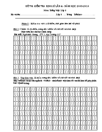 Đề thi kiểm tra định kỳ lần 4 môn Tiếng Việt + Toán Lớp 3